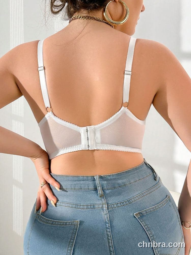 Plus Size White Sheer Mesh + Lace Lower Cups Bra – OEM / ODM Lingerie Manufacturer 2