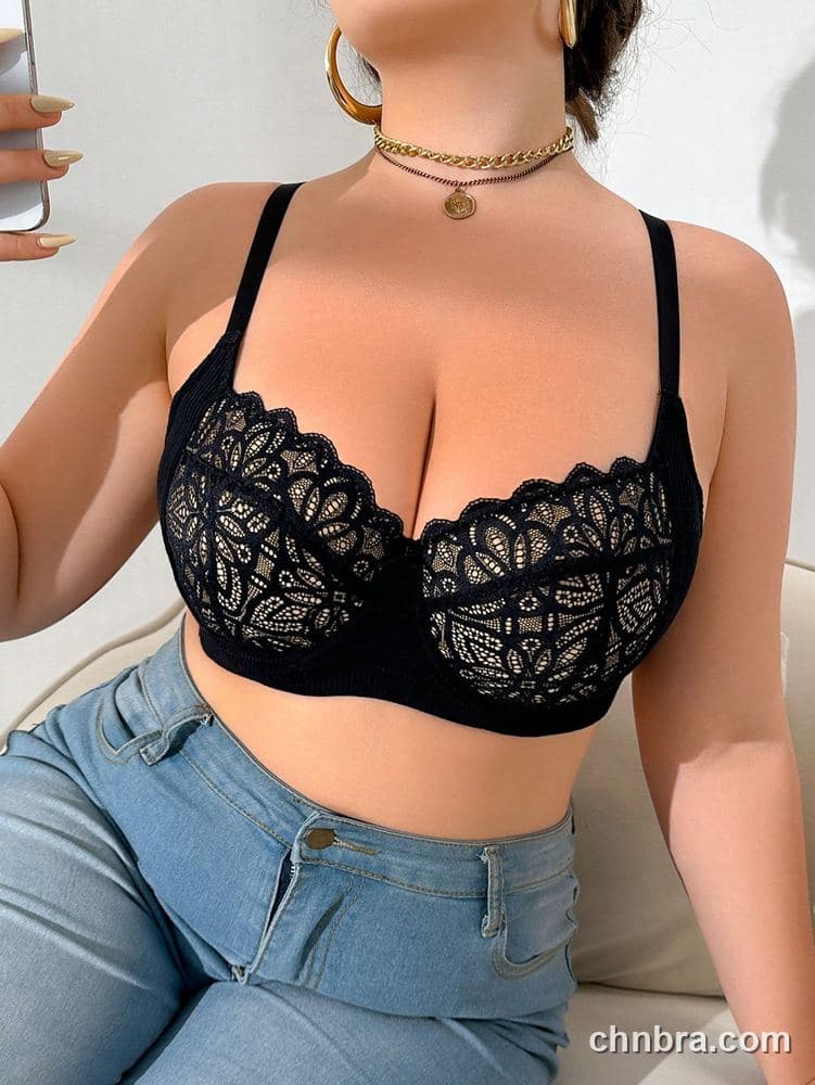 Plus Size Black Lace Balconette Bra – Wholesale Lingerie Manufacturing Factory 5