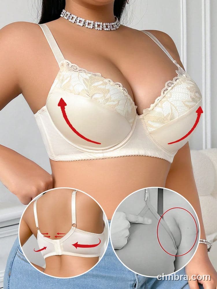 Plus Size Cream Lace Top Cups Push-Up – Wholesale Lingerie Manufacturing Factory