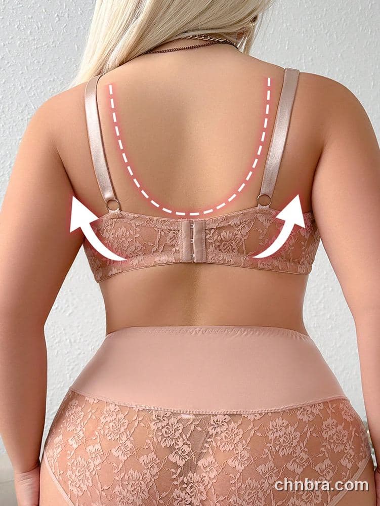 Custom Plus Size Floral Lace Plunge Bra – Wholesale Direct from Factory 2