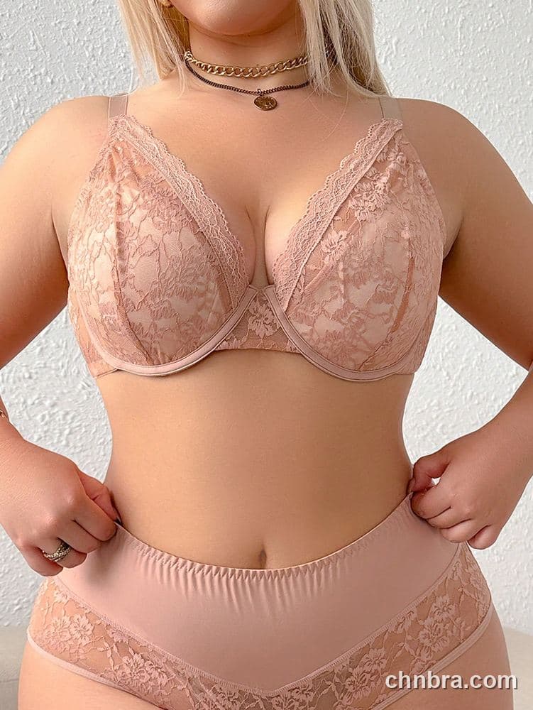 Custom Plus Size Floral Lace Plunge Bra – Wholesale Direct from Factory 5