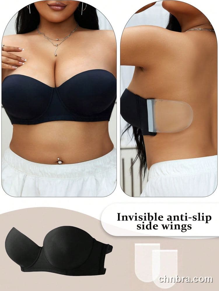 Plus Size Black Strapless Multiway Push-Up Bra – Wholesale Lingerie Manufacturing Factory 3