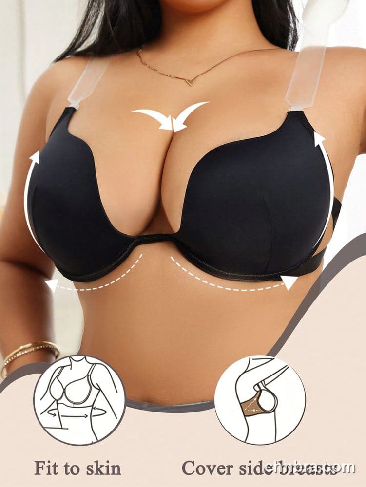 Plus Size Nude Deep U-Plunge Multiway Push-Up Bra – OEM / ODM Lingerie Manufacturer 11