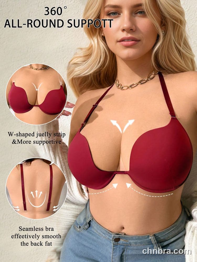 Plus Size Nude Deep U-Plunge Multiway Push-Up Bra – OEM / ODM Lingerie Manufacturer 15