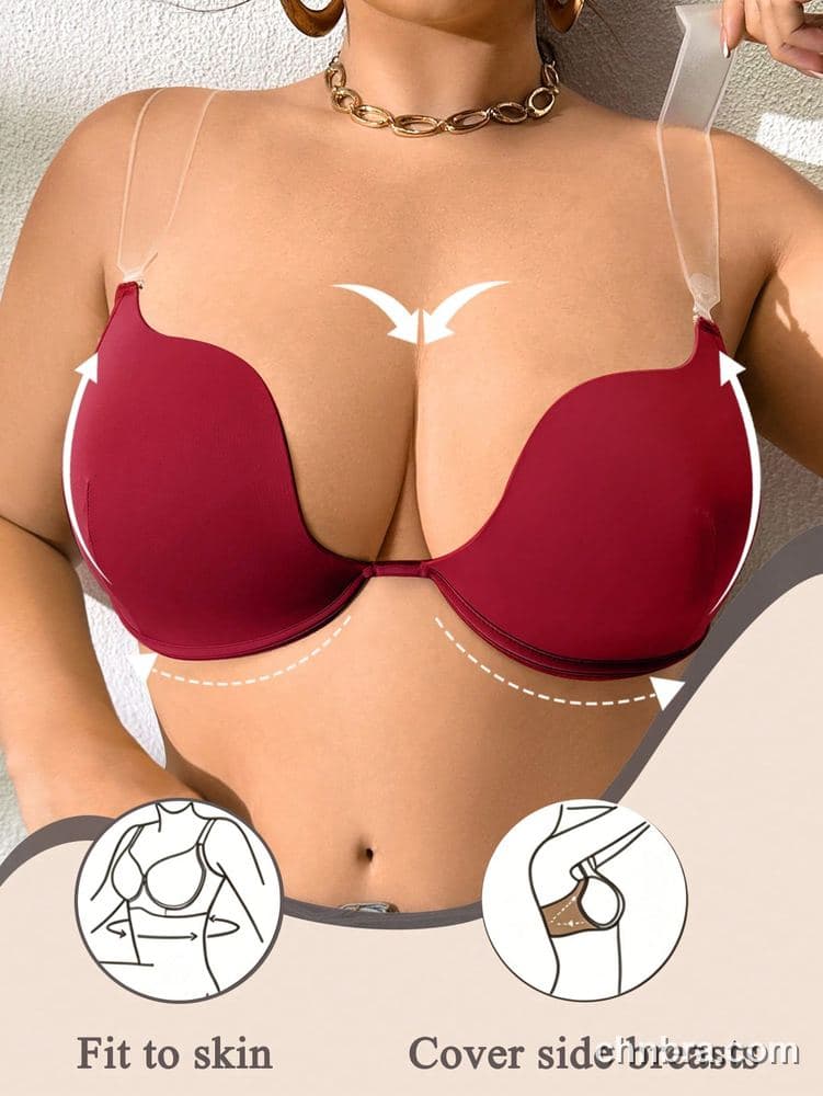 Plus Size Nude Deep U-Plunge Multiway Push-Up Bra – OEM / ODM Lingerie Manufacturer 18