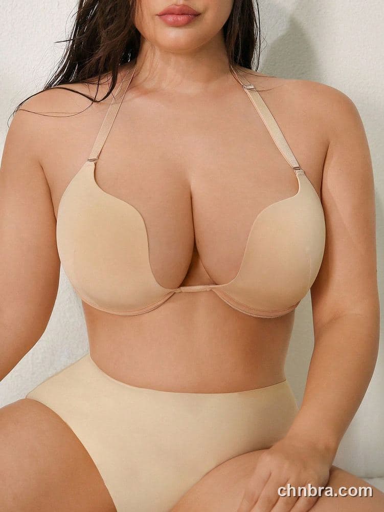 Plus Size Nude Deep U-Plunge Multiway Push-Up Bra – OEM / ODM Lingerie Manufacturer 3