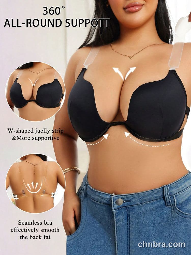 Plus Size Nude Deep U-Plunge Multiway Push-Up Bra – OEM / ODM Lingerie Manufacturer 9