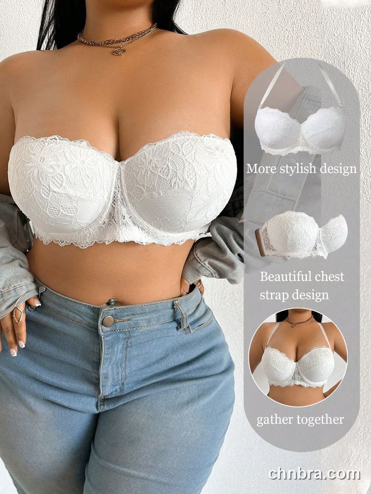 DesireSculpt Plus Size White Lace Strapless Balconette – Factory Wholesale