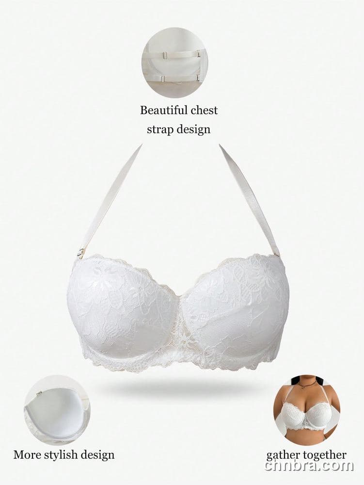DesireSculpt Plus Size White Lace Strapless Balconette – Factory Wholesale 7