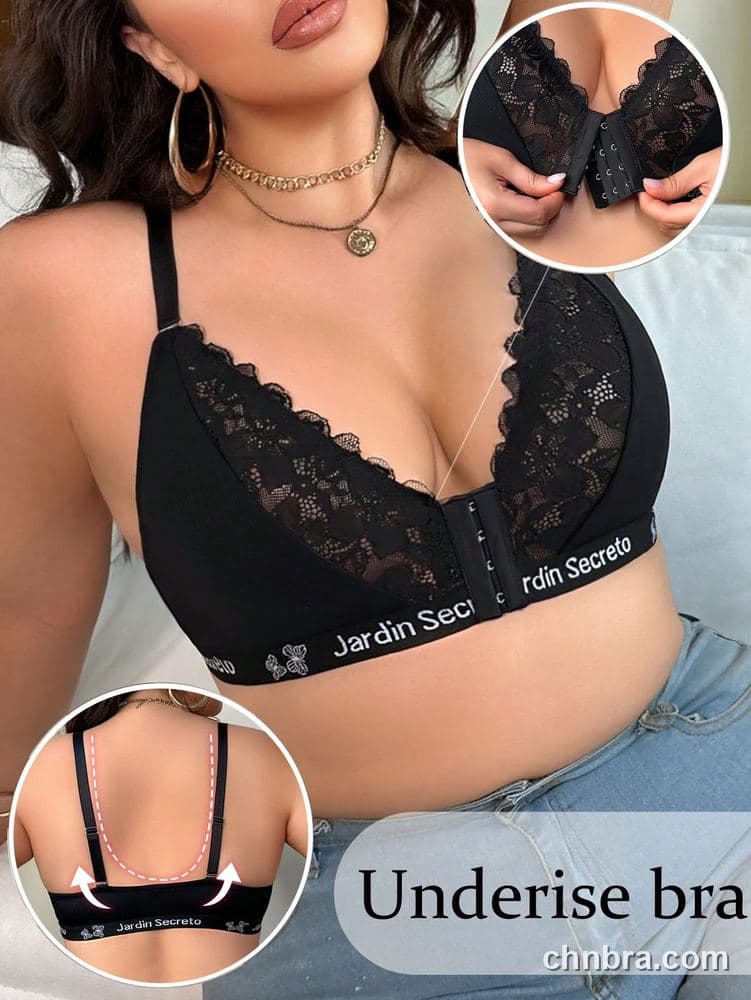Plus Size Black Lace Front-Closure Bralette – Bulk Wholesale, Lingerie Supplier 4
