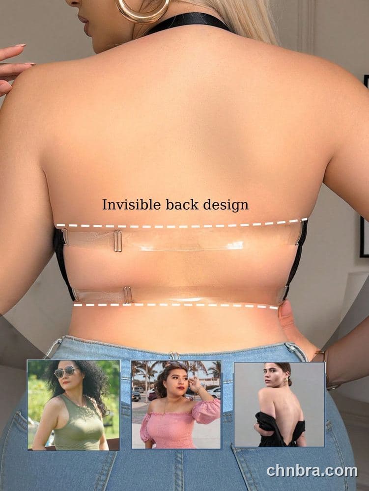 Custom Plus Size Black Halter Deep Plunge Push-Up Bra – Wholesale Direct from Factory 2
