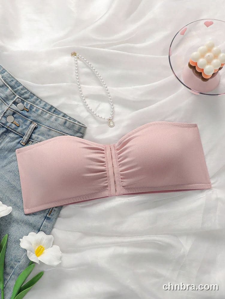 Plus Size Pink Ribbed Front-Hook Bandeau – Bulk Wholesale, Lingerie Supplier 6