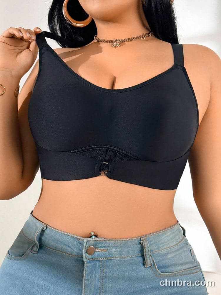 Plus Size Black Wire-Free Bra – Wholesale Lingerie Manufacturing Factory 3