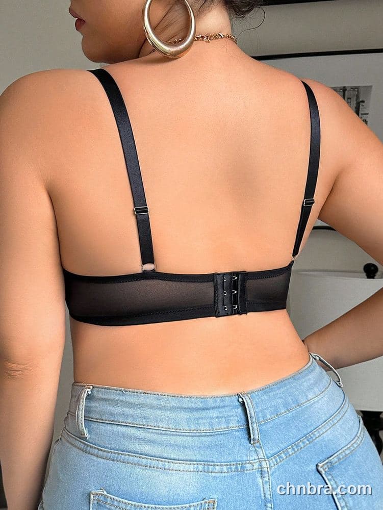 Plus Size Black Embroidered Floral Balconette Bra – OEM / ODM Lingerie Manufacturer 7