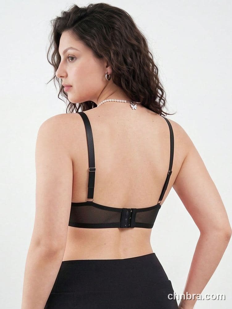 Plus Size Black Embroidered Floral Balconette Bra – OEM / ODM Lingerie Manufacturer 9