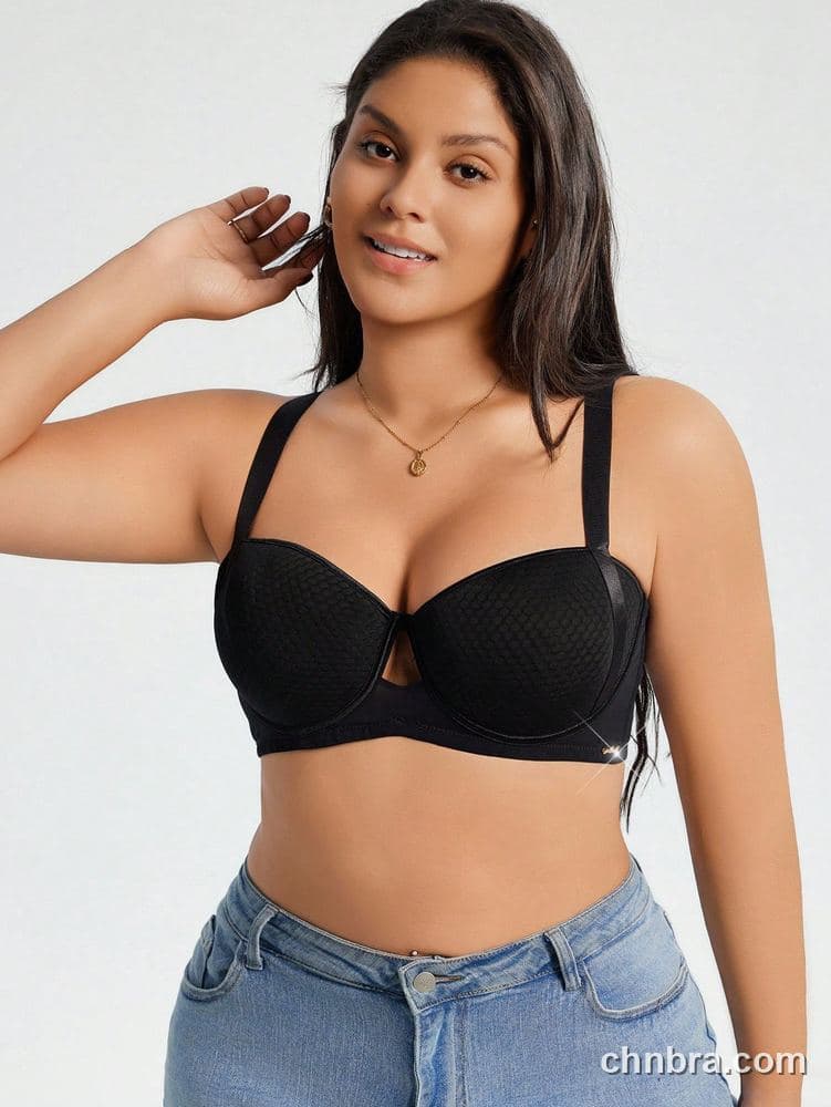 Custom Plus Size Black Honeycomb Mesh Balconette Bra – Wholesale Direct from Factory 7