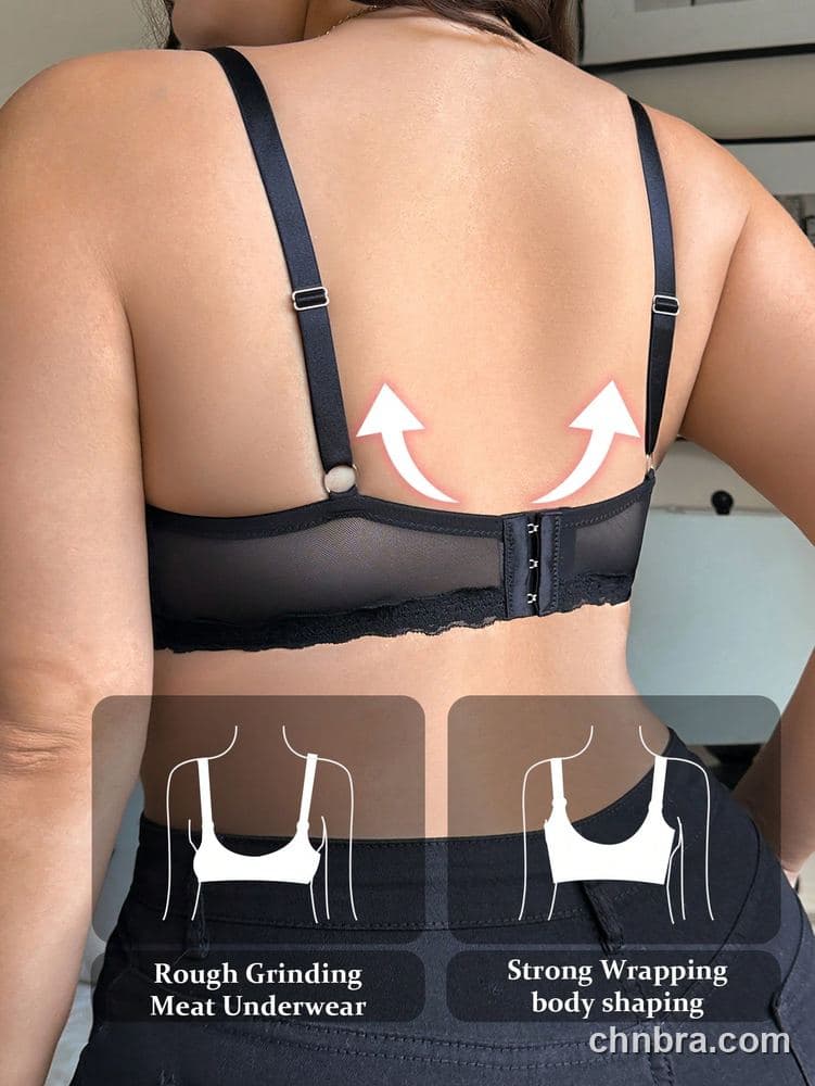 Plus Size Black Sheer Mesh Cups Bra – OEM / ODM Lingerie Manufacturer 2