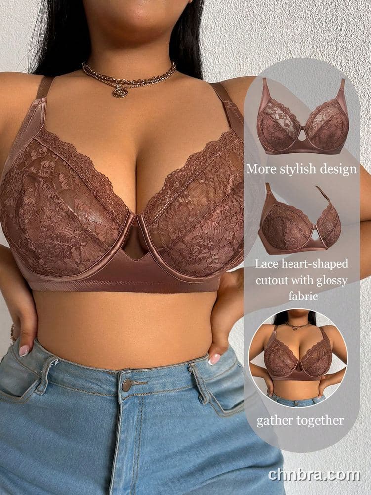 Custom Plus Size Mocha Lace + Satin Trim Balconette Bra – Wholesale Direct from Factory 3