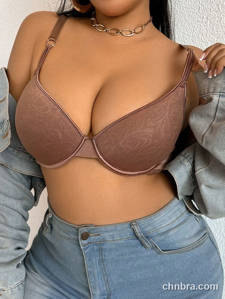 Plus Size Mocha Jacquard Swirl T-Shirt Push-Up Bra – Bulk Wholesale, Lingerie Supplier 4
