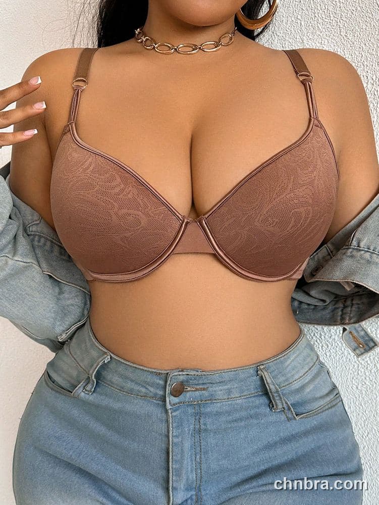 Plus Size Mocha Jacquard Swirl T-Shirt Push-Up Bra – Bulk Wholesale, Lingerie Supplier 7