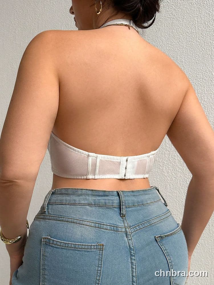 Plus Size White Satin Halter Longline Bustier – Wholesale Lingerie Manufacturing Factory 2