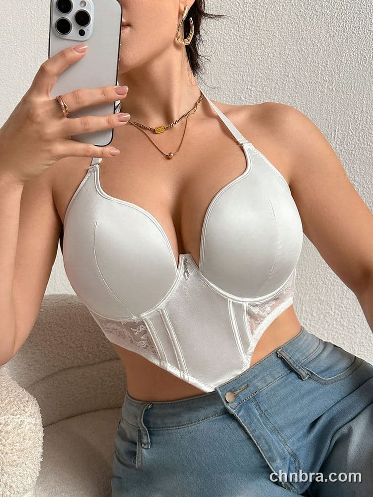 Plus Size White Satin Halter Longline Bustier – Wholesale Lingerie Manufacturing Factory 5