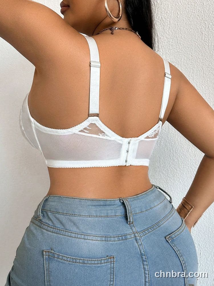 Custom Plus Size White Lace Strappy Three-Quarter Cup Push-Up Bra – Wholesale Direct from Factory 2