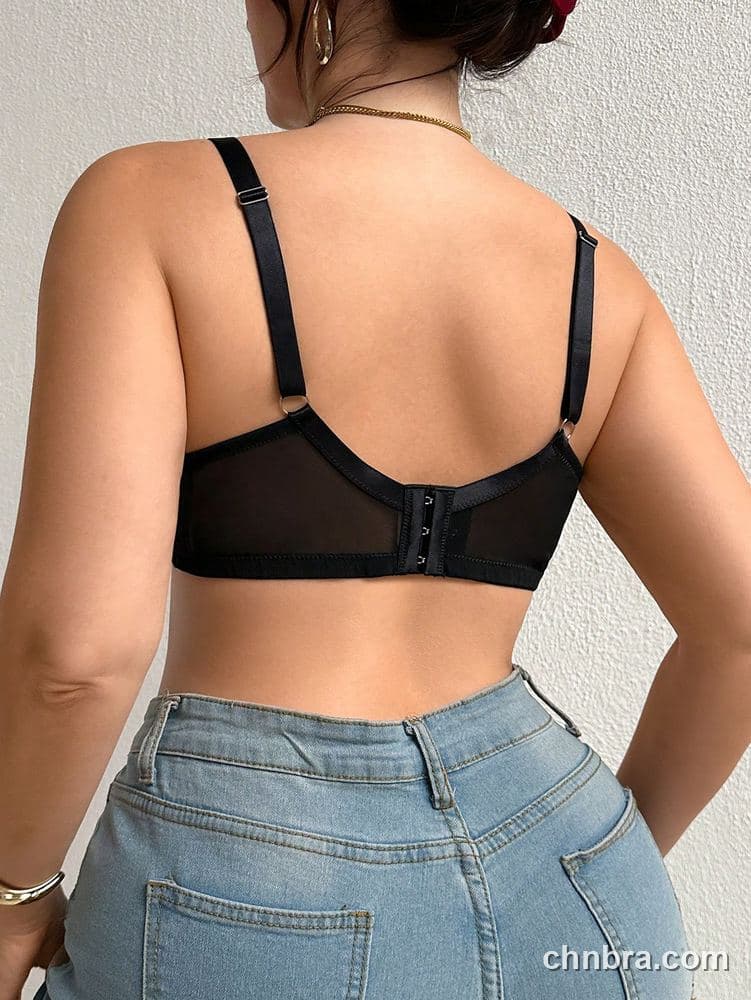 Plus Size Black Lace Caged Strappy Neckline Bra – Bulk Wholesale, Lingerie Supplier 2