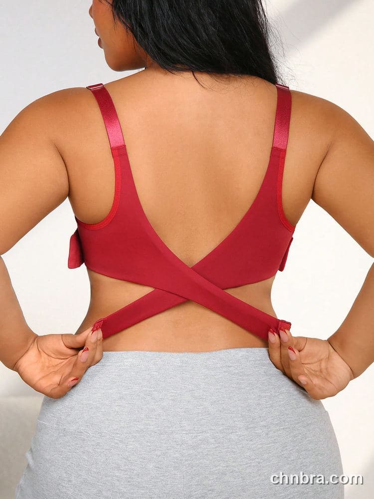 Plus Size Red Wire-Free Full Coverage Bra – Wholesale Lingerie Manufacturing Factory 2