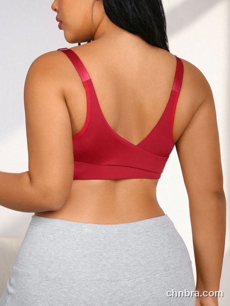 Plus Size Red Wire-Free Full Coverage Bra – Wholesale Lingerie Manufacturing Factory 3