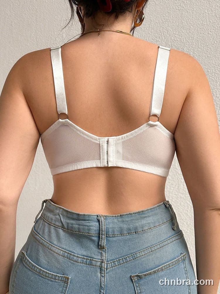 Custom Plus Size White Satin + Sheer Lace Balconette Bra – Wholesale Direct from Factory 2