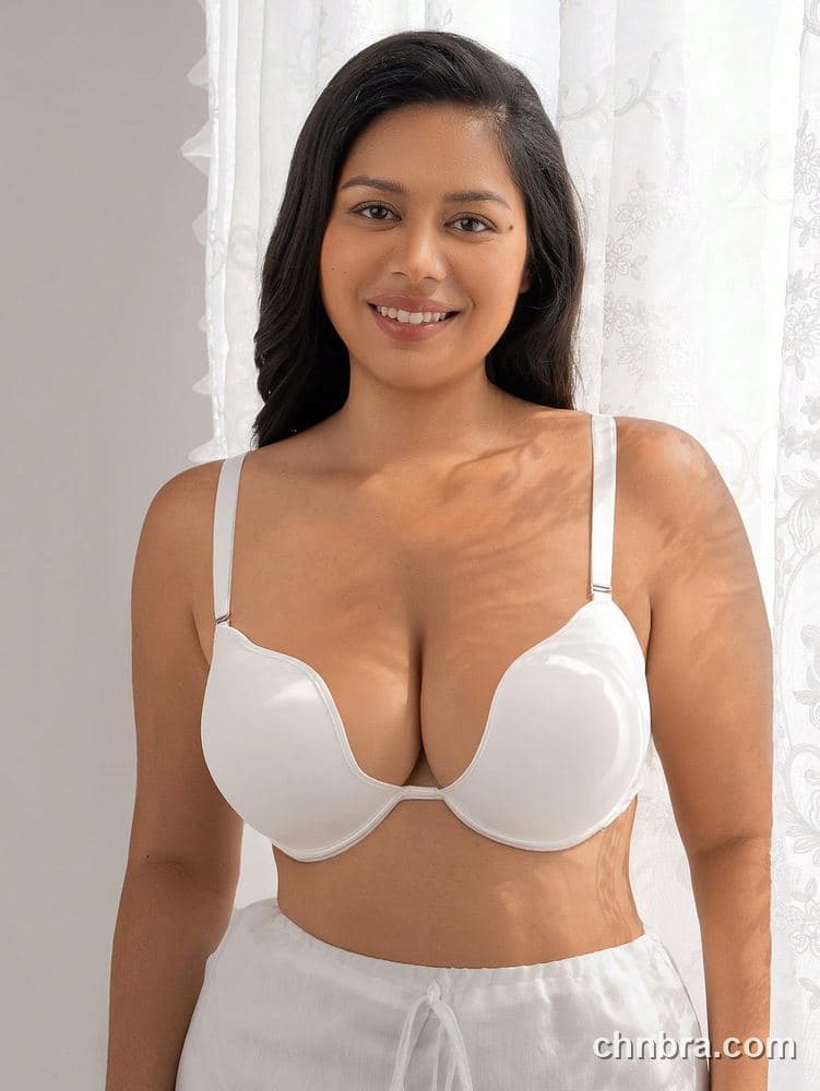 Plus Size White Deep U-Plunge Push-Up Bra – OEM / ODM Lingerie Manufacturer 3