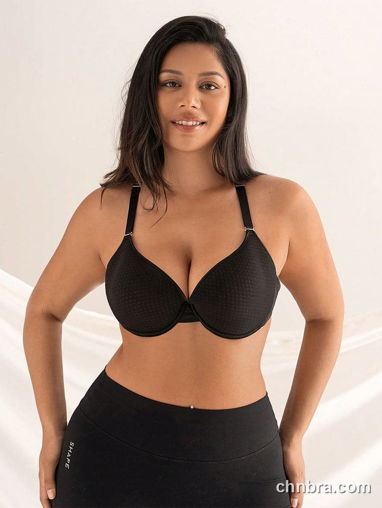 DesireSculpt Plus Size Black Honeycomb-Texture T-Shirt Bra – Factory Wholesale