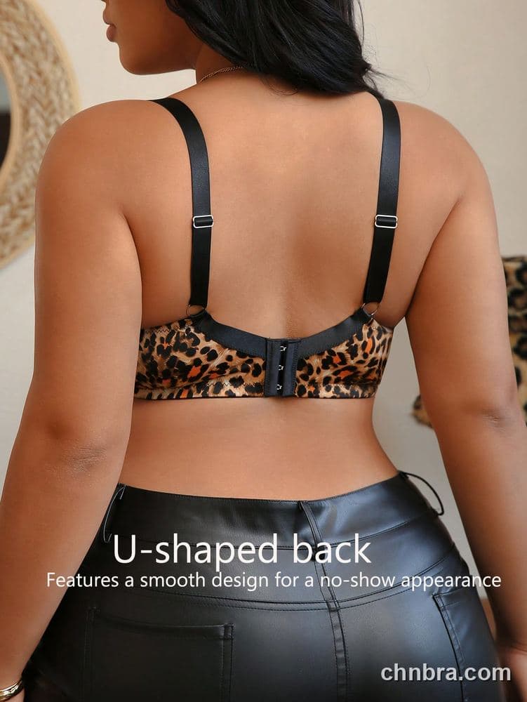 Plus Size Leopard Satin Bra – Wholesale Lingerie Manufacturing Factory 2