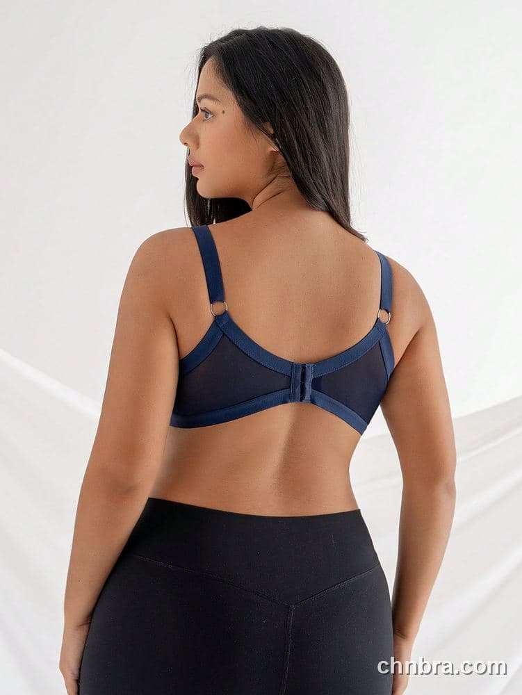 Plus Size Navy Wire-Free Full Coverage Bra – OEM / ODM Lingerie Manufacturer 2