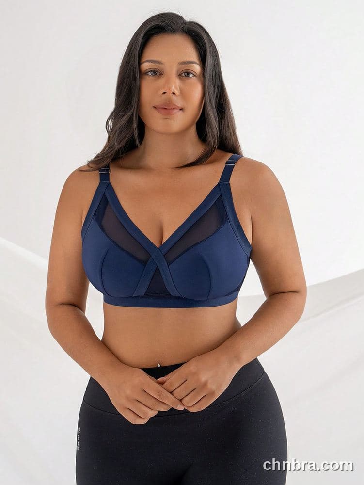 Plus Size Navy Wire-Free Full Coverage Bra – OEM / ODM Lingerie Manufacturer 4