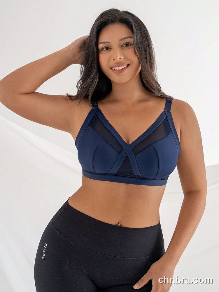 Plus Size Navy Wire-Free Full Coverage Bra – OEM / ODM Lingerie Manufacturer 5