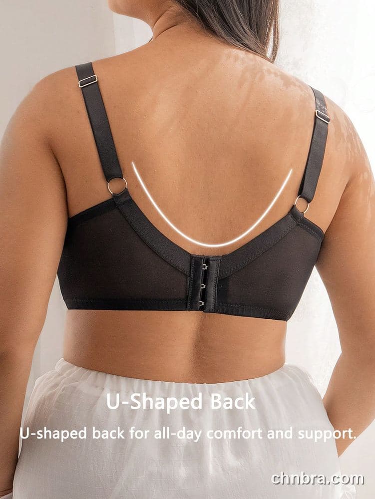 DesireSculpt Plus Size White Swirl Embroidered Cups Bra – Factory Wholesale 2