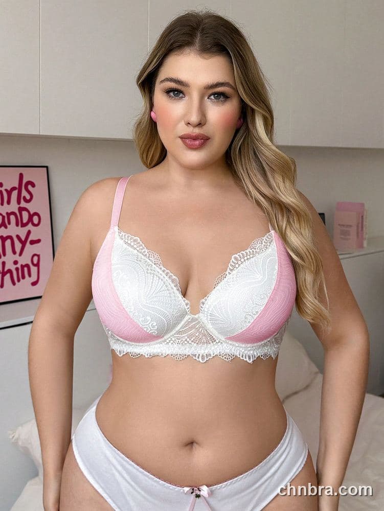 Wholesale Plus Size Pink Two-Tone Lace Paneled Push-Up Bra – Direct Factory 5