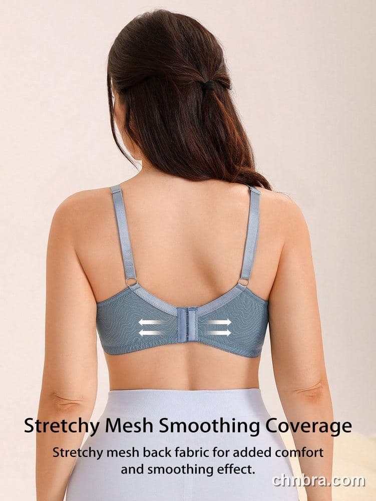 DesireSculpt Plus Size Wave-Texture Jacquard Bra – Factory Wholesale 2