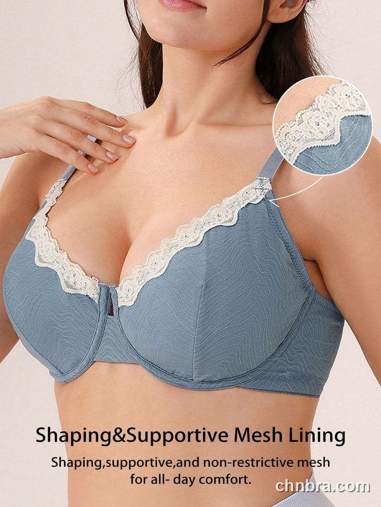 DesireSculpt Plus Size Wave-Texture Jacquard Bra – Factory Wholesale 3