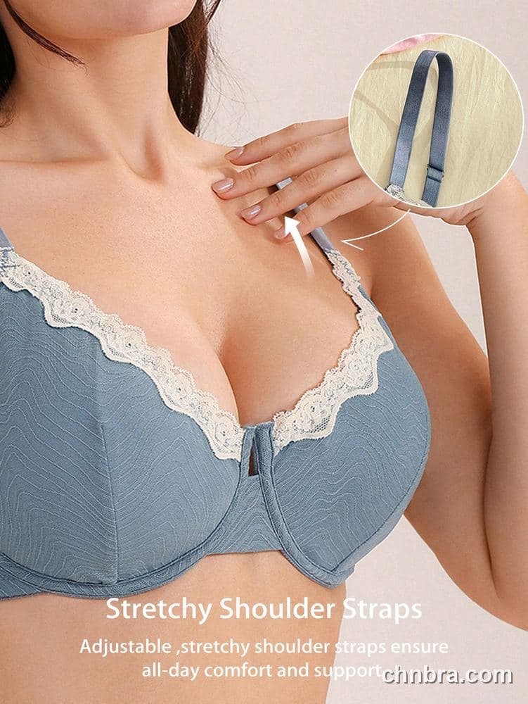 DesireSculpt Plus Size Wave-Texture Jacquard Bra – Factory Wholesale 5