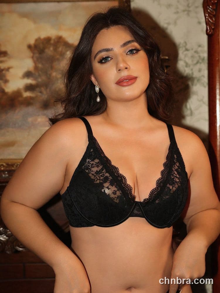 Wholesale Plus Size Black Classic Floral Lace Underwire Bra – Direct Factory 3