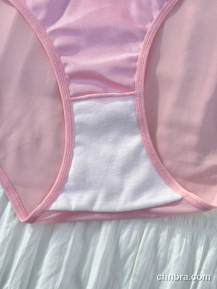 Wholesale Plus Size Solid Pink Ruched Mesh & Lace Bra & Panty Set – Direct Factory 9