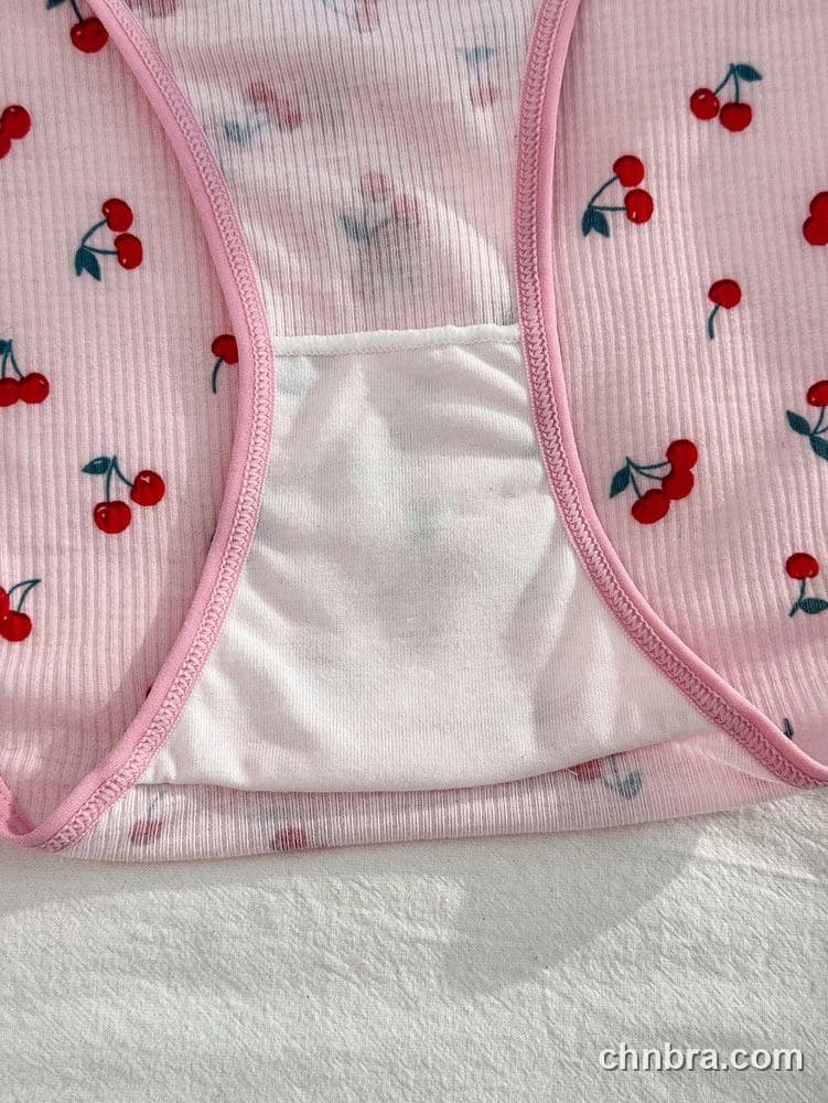 Women's Plus Size Cherry Print Ribbed Bra & Panty Set – Factory Wholesale 6