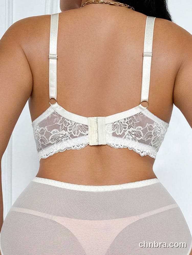 Custom Plus Size Solid Ivory Satin Push-Up Bra & Panty Set – Wholesale Direct from Factory 2