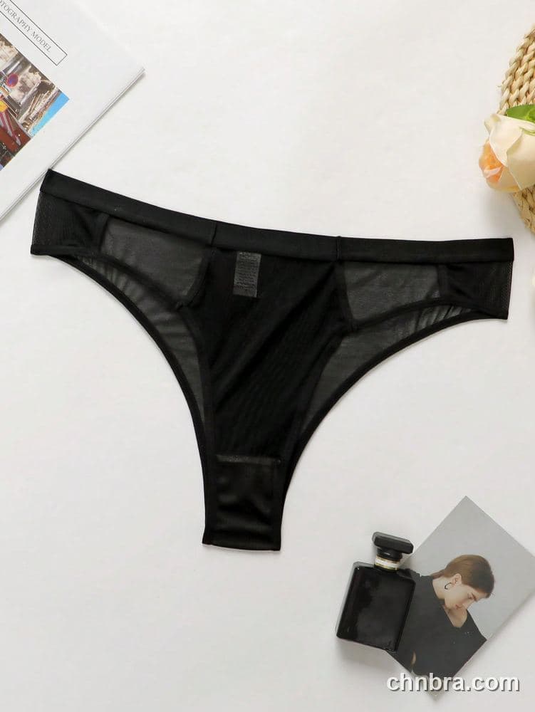 Women's Plus Size Solid Black Sheer Mesh Cheeky Brief – Factory Wholesale