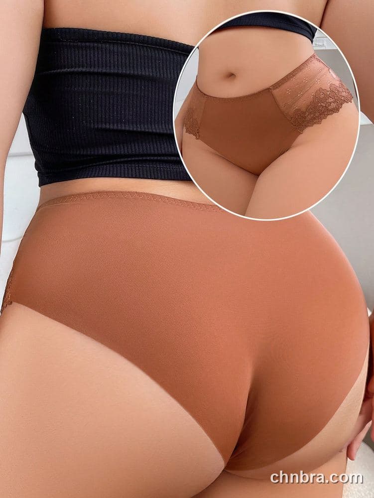 Wholesale Plus Size Solid Caramel Dot Mesh Lace Brief – Direct Factory 7