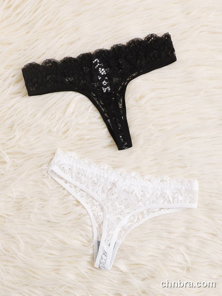 Women's Black Floral Lace Thong Panties – OEM / ODM Underwear Manufacturer 2