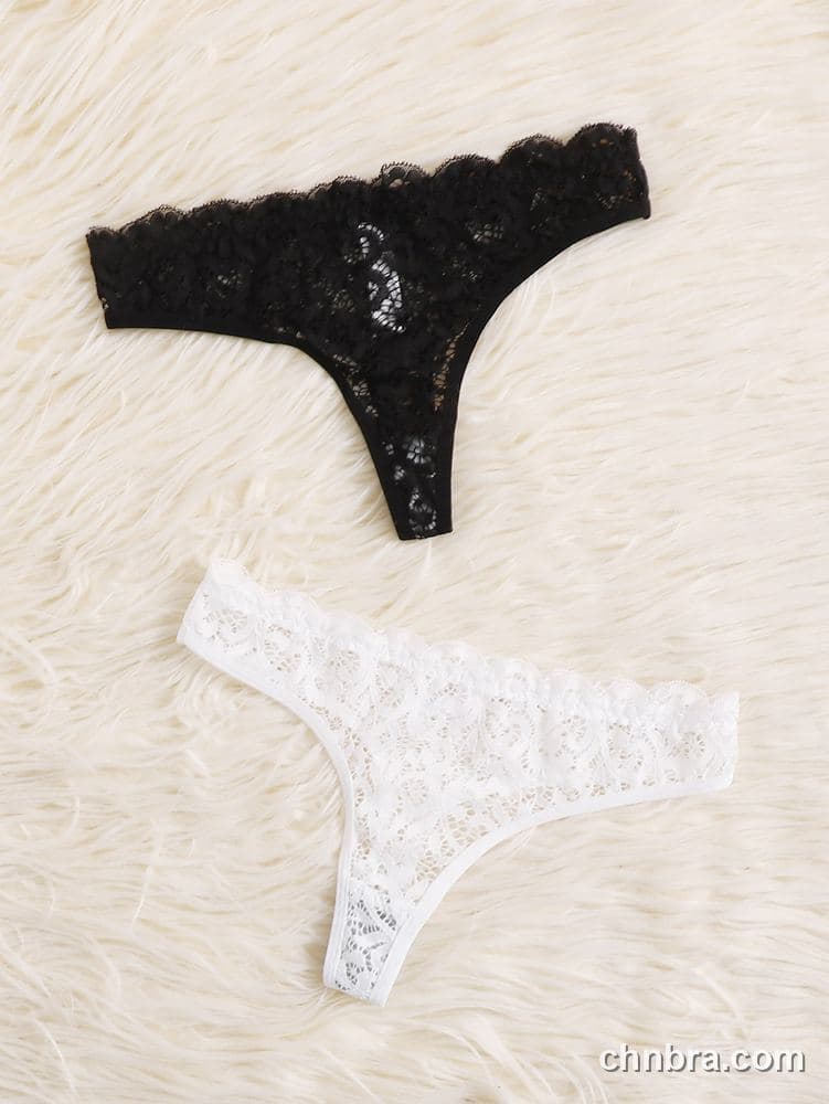 Women's Black Floral Lace Thong Panties – OEM / ODM Underwear Manufacturer 5